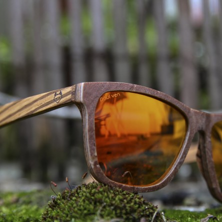 Stone and Wood Wayfarer Sunglasses Red Orange Mirrored