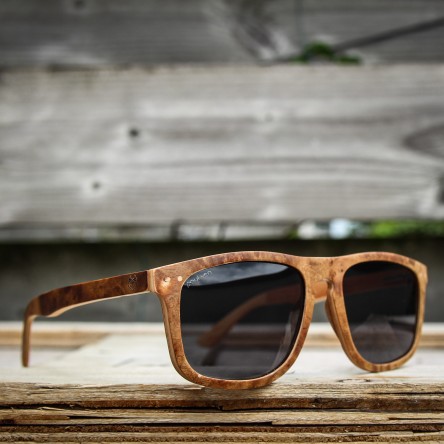 Flat Top Style Burl Wood Sunglasses