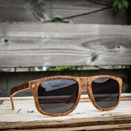 Flat Top Style Burl Wood Sunglasses